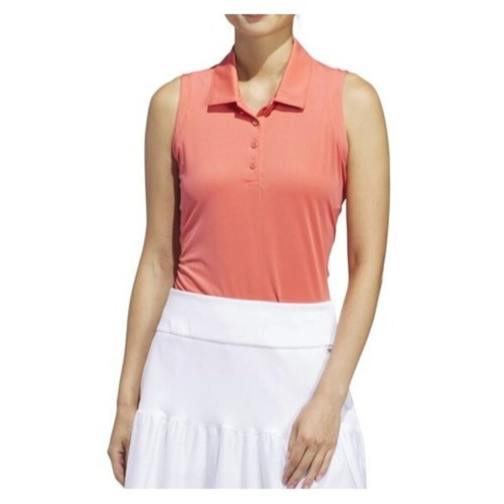 NWT Adidas Women's Ultimate 365 Sleeveless Golf Polo Shirt Size Small Coral Pink
